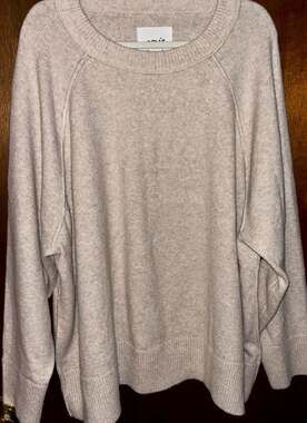 Aerie unREAL Crew Sweater with Bow Elbow Details, XXL, Heather Fawn